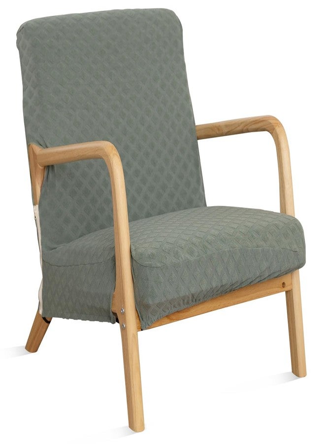 SONNACH Stretch Arm Chair Covers,Mid-Century Modern Chair Cover Reading Armchair Covers,Upholstered Living Room Chair Covers Waffle Fabric Armchair Cover for Bedroom, Balcony (sage) - Image 1